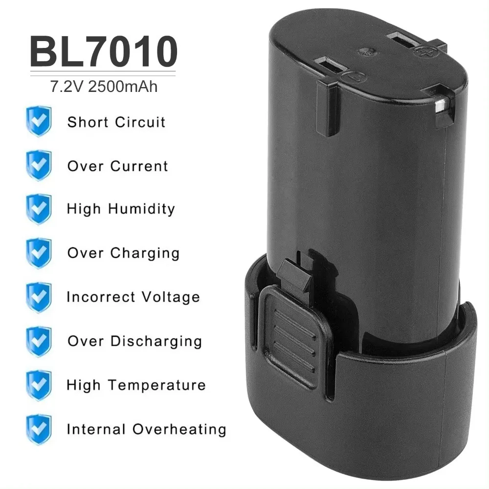 7.2V BL7010 2500mAh Lithium-Ion Battery Rechargeable Battery for Makita Cordless Power Tools DF010DSE DF010D 194355-4 194356-2