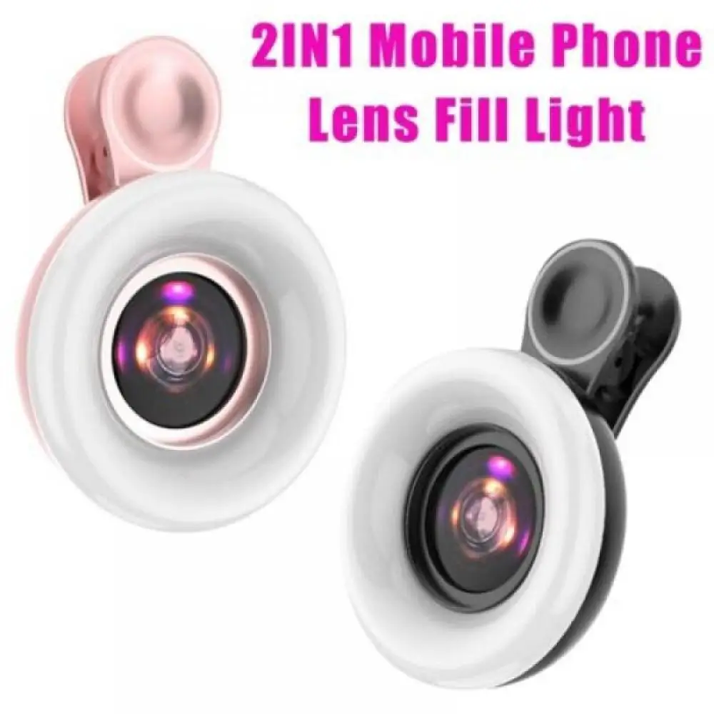 

15X Macro Lens for Mobile Phone Fill Ring Light Selfie Live Lamp Camera Lens with LED Ring Flash Smartphone Fill Light Universal