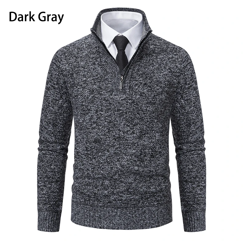 Herren Pullover Herbst und Winter neue Strickwaren einfarbig mit einem unteren Hemd greifen Fleece warmen und bequemen Pullover – Detail 14