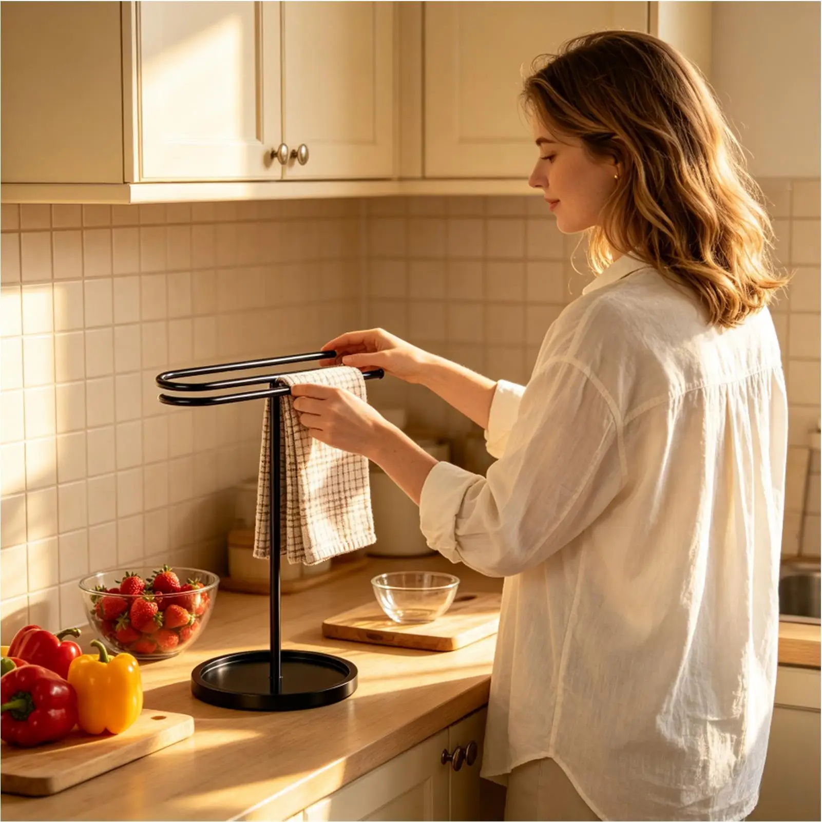 Countertop Towel Holder S-Shape Dishcloth Holder Hanger Non-Slip Hand Towel Stand For Kitchen Home Apartment Dormitory Bedroom
