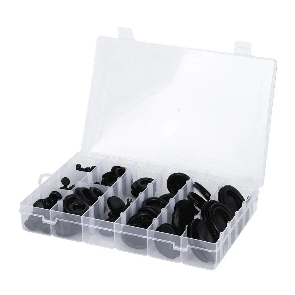 130pcs Rubber Grommet Sealing Gasket Rings Assortment for Wire Cable Protection 6-50mm / 0.2-2in