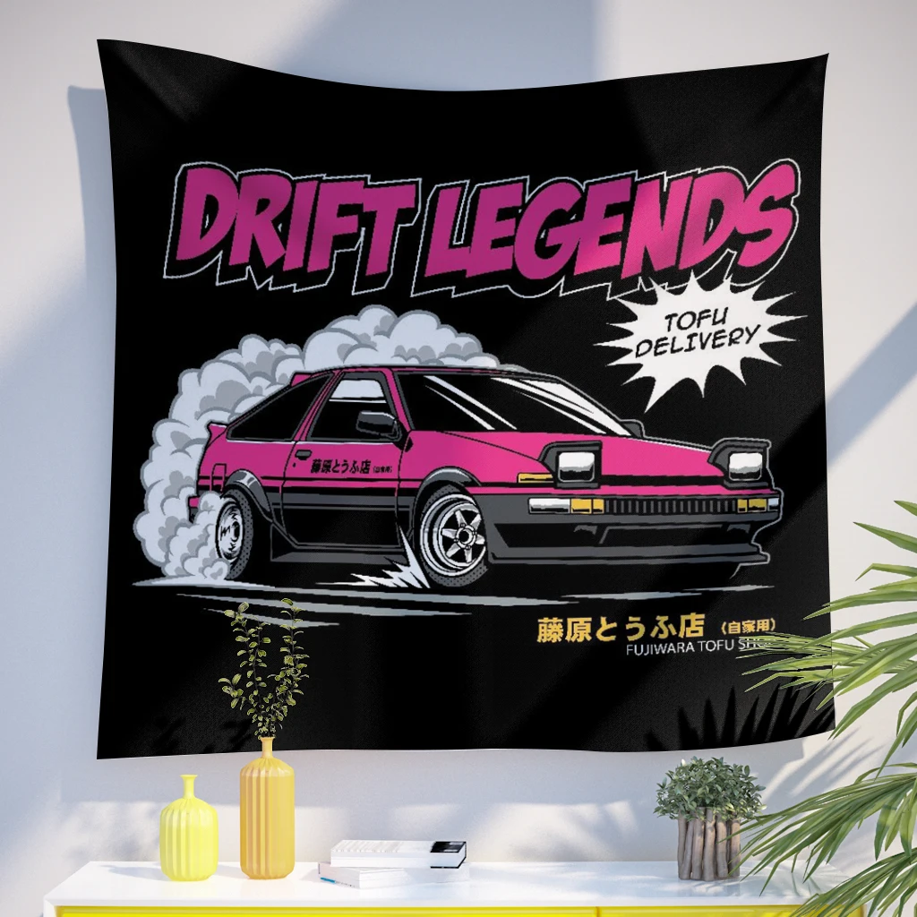 Jdm Car Japanese Racing Game Neon Sport Skyline  Sunset Tapestry Wall  Decorative  Bedroom