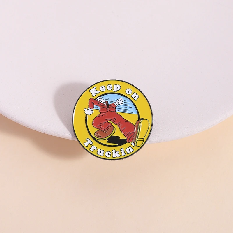 Keep On Truckin’ Comic Characters Enamel Pin Creative Funny Metal Brooch Lapel Backpack Badge Jewelry Gift For Friends