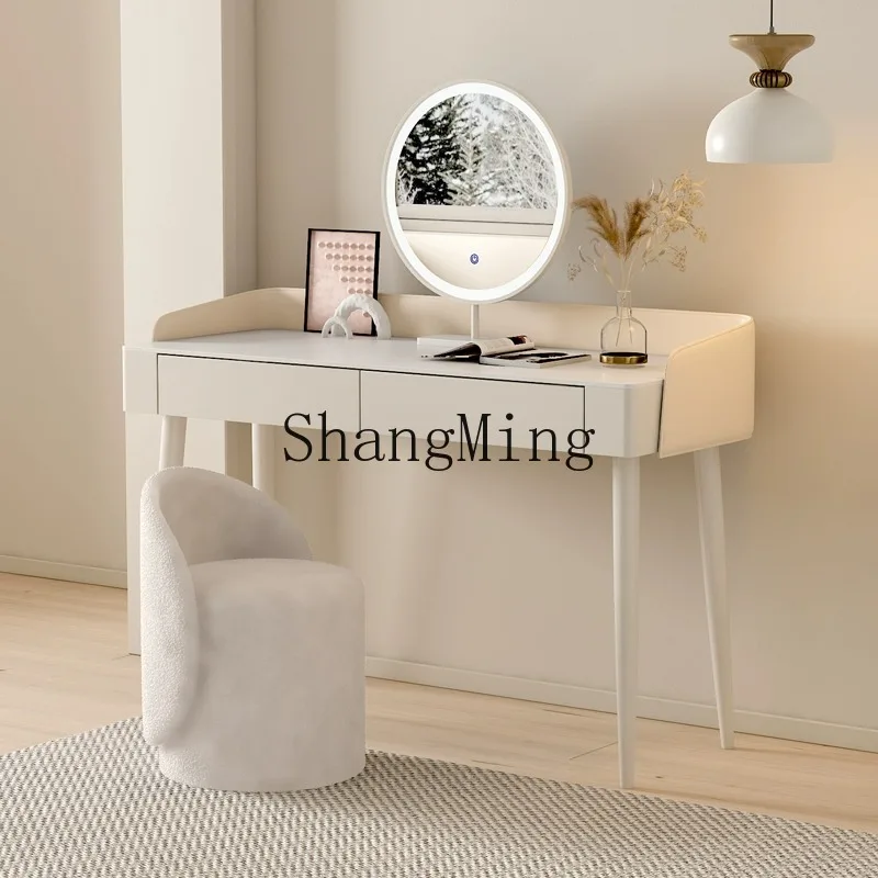 

FG Cream Style Makeup Table Small Unit Household Slate Makeup Table Bedroom Dresser Multifunctional