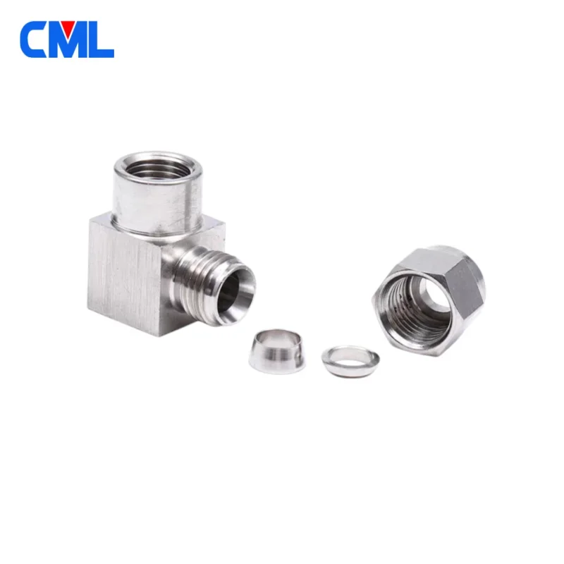 304 Stainless Steel Female Elbow Double Ferrules Tube Fittings Connector 6mm 8mm 10mm 12mm Tube OD to 1/4