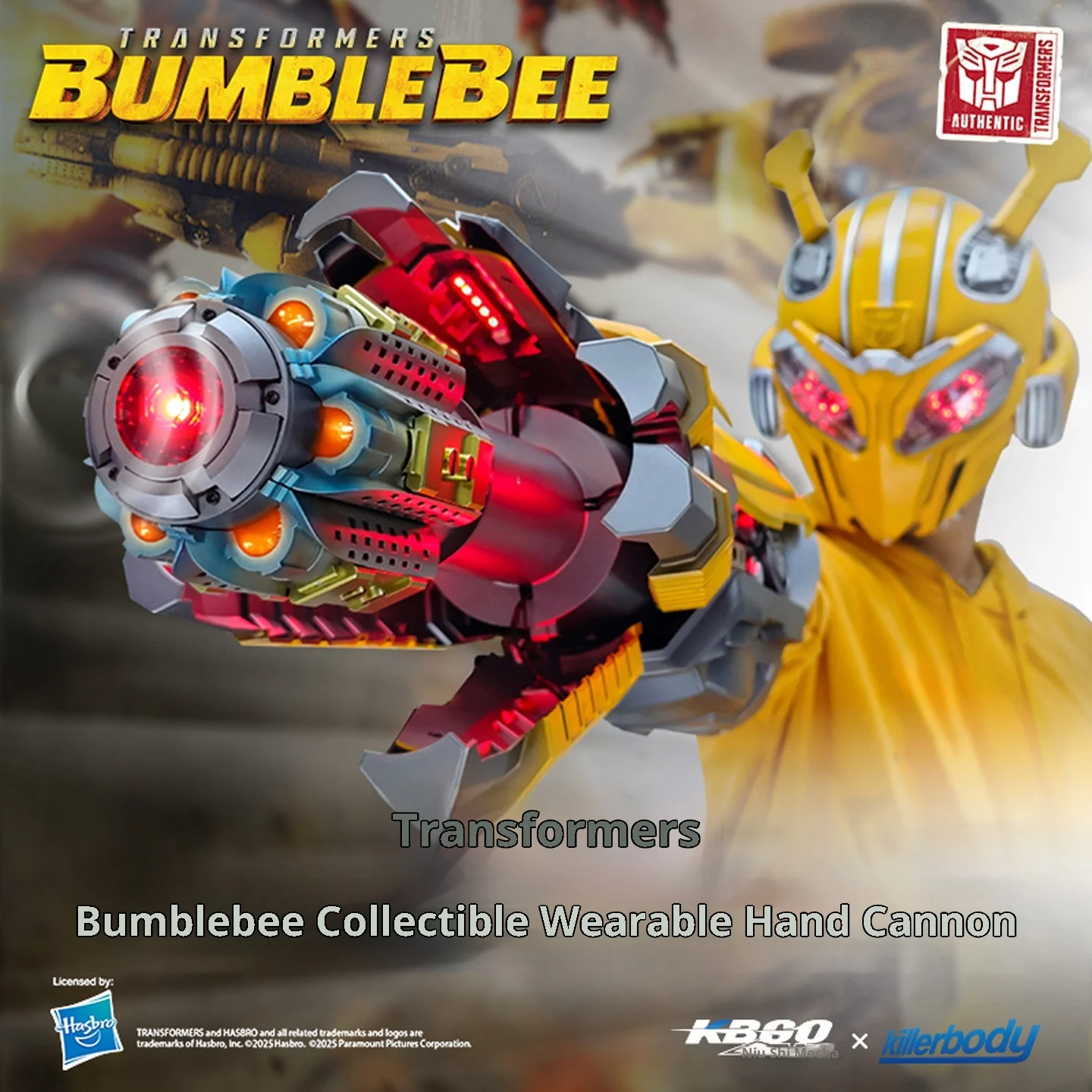

KBGO Genuine Transformers Bumblebee Wearable Set - Voice-Controlled Blaster & Helmet, Light-Up Collectible Armor Prop