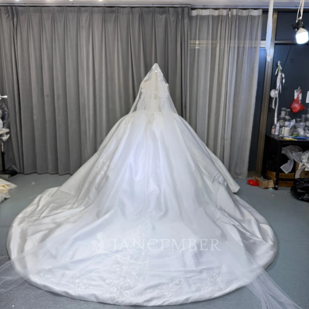 Customized Romantic Strapless Ball Gown Wedding Dress For Bride 2026 Satin Removable Sleeves Court Train vestidos de novia