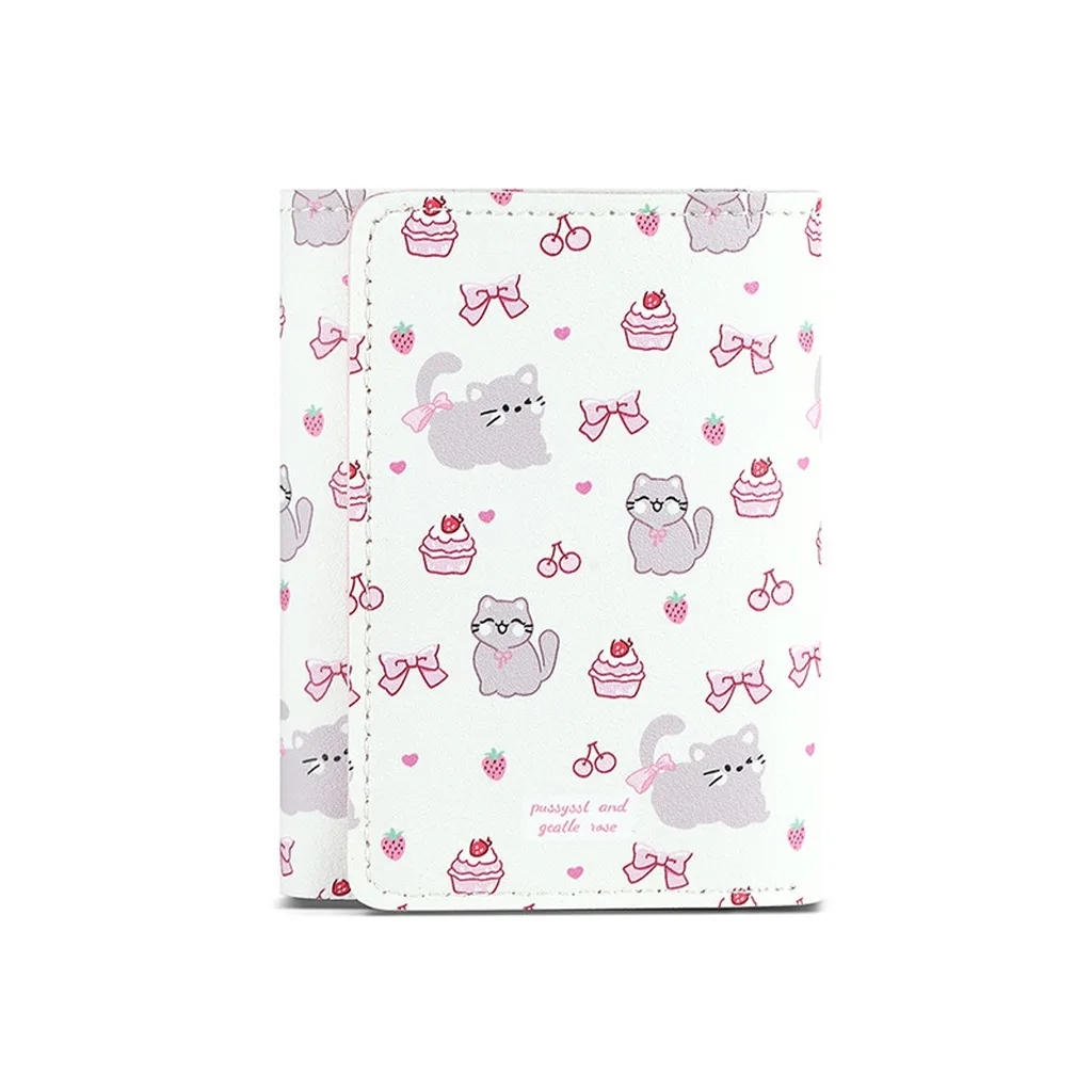 Women'S Wallet Lovely Id Card Wallet Multi-Card Slot Wallet Cartoon Print Coin Purse For Bank Card Storage Certificate Storage