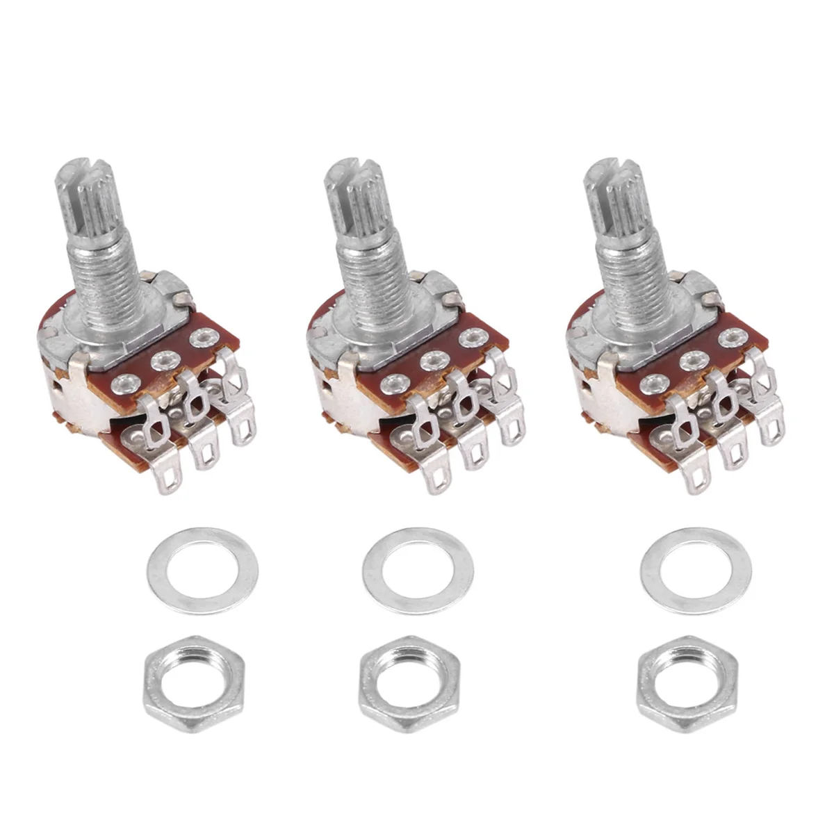 A77I 9 Pcs Double Balance Stacked Knurled Stalk Guitar Bass Volume Tone Control Pots Potentiometer Switch MN25K