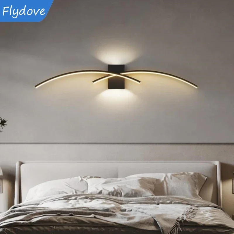 

Nordic Modern Long Strip LED Wall Lamp Living Room Bedroom Bedside Aisle Kitchen Background Light Home Decor Indoor Lighting