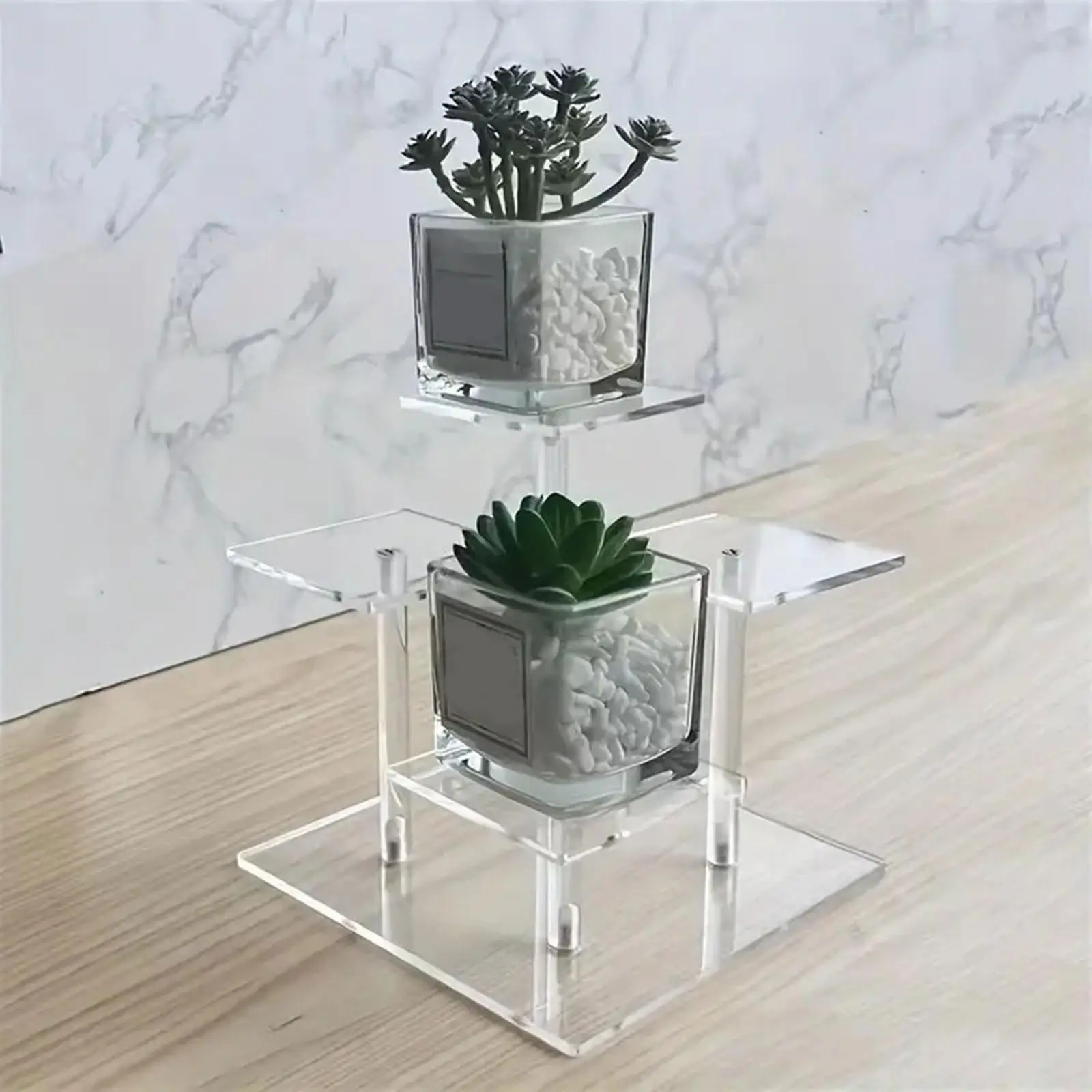 Clear Perfume Stand with 4 Tiers Jewelry Organizer 5.9x5.9x5.9inch for Dessert