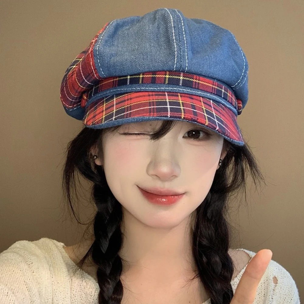 HT4853 Berets für Frauen Neue Frühling Sommer Herbst Zeitungsjunge Mütze Plaid Künstler Maler Baskenmütze Hut Weibliche Achteckige Kappe Dame Baskenmütze Kappen – Detail 10