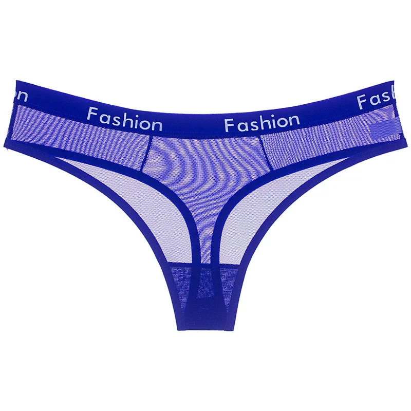 

Fashion, Women's Panties, Transparent Mesh Sport Printed Letter Low Waist Traceless Women's Briefs Thong S9562