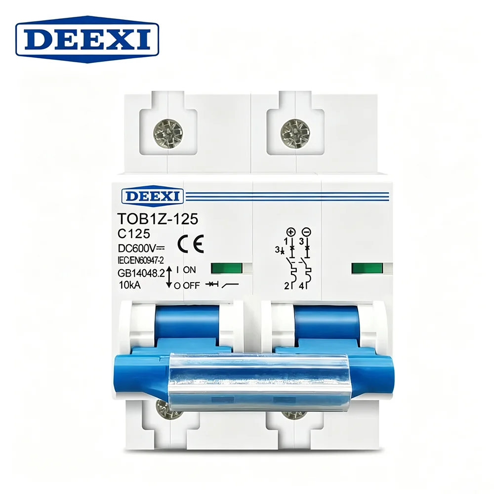 Deexi 2P Dc MCB 600V 125A 100A 80A Circuit Breaker FOR PV System C Curve Battery Main Switch