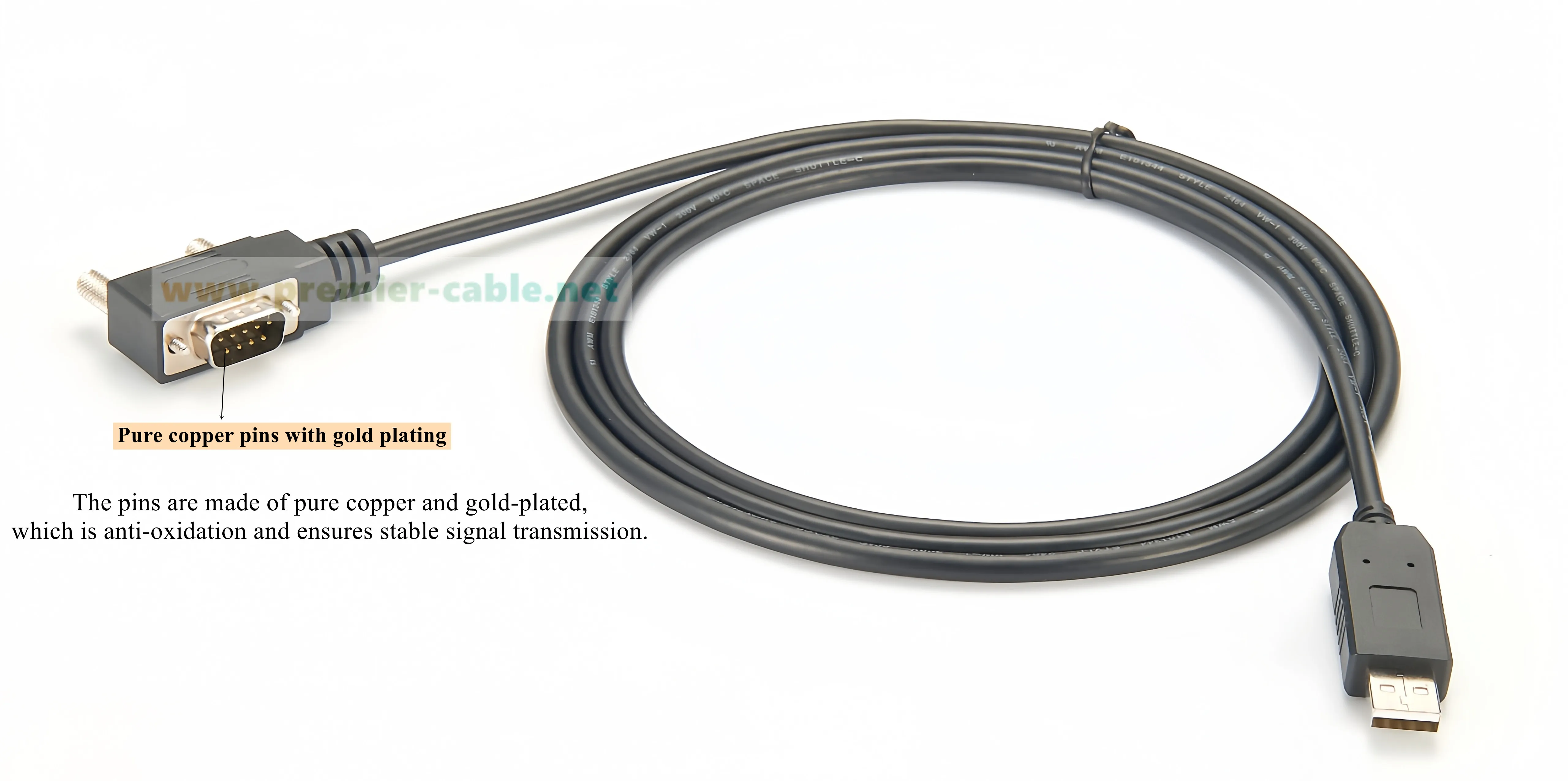 90-Grad-USB-2.0-zu-DB9-Seriell-Konverterkabel mit FTDI FT232RNL-Chip, platzsparend, USB-zu-RS232-zu-COM-Anschluss – Detail 4