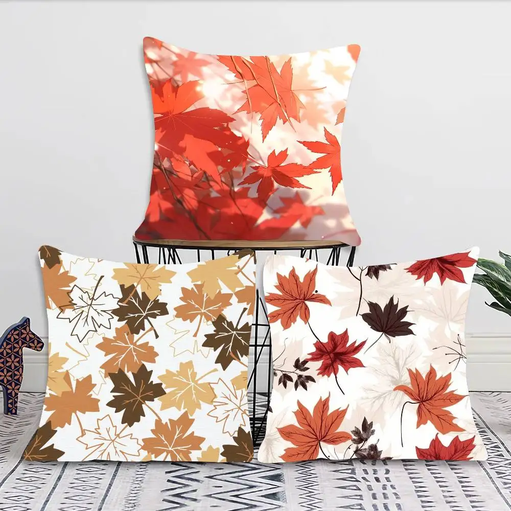 Autumn Maple Leaf Decoration Pillow Case Fashion Square Pillowcase Bedroom Sofa Room Ins Decoration Leisure