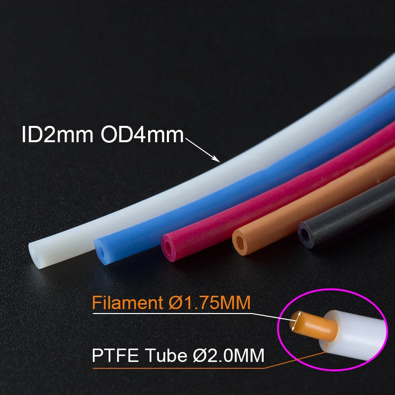 1/2/4M Bowden Extruder PTFE tube for J-head Hotend V5 V6 1.75mm Filament ID 2mm OD 4mm Teflonto pipe for Ender 3 3D Printer Part