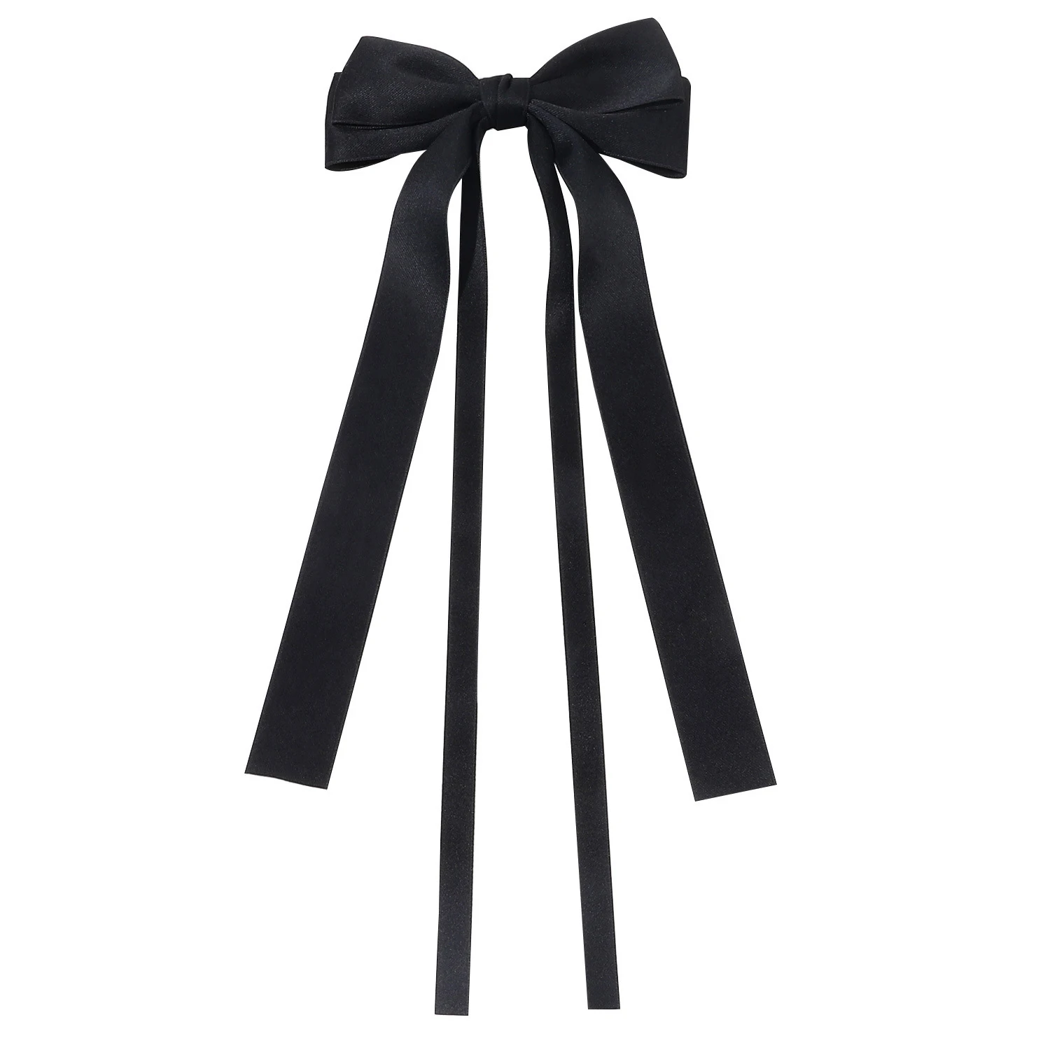 Ribbon Double Bowknot Duck Billed Clip for Women Girls Trendy Bow Long Tassel Hairpins Korean Style Solid Color Hair Barrettes