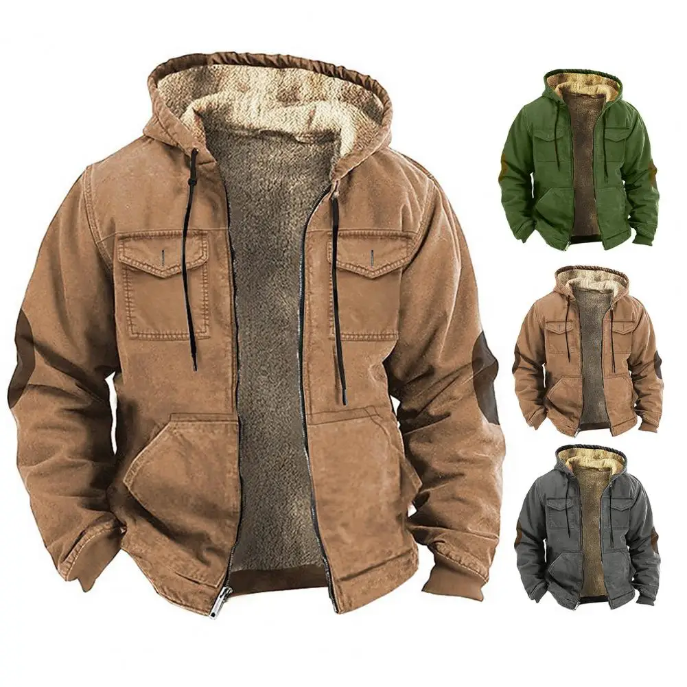 Chaquetas de algodón para hombre, abrigos Bomber con capucha gruesos, Parkas cortas con múltiples bolsillos, abrigo con forro de felpa, nueva tendencia de calle, invierno