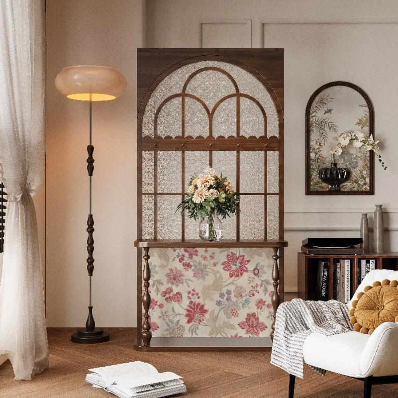 Entry door screen living room household solid wood glass movable partition sofa bedroom cover complete