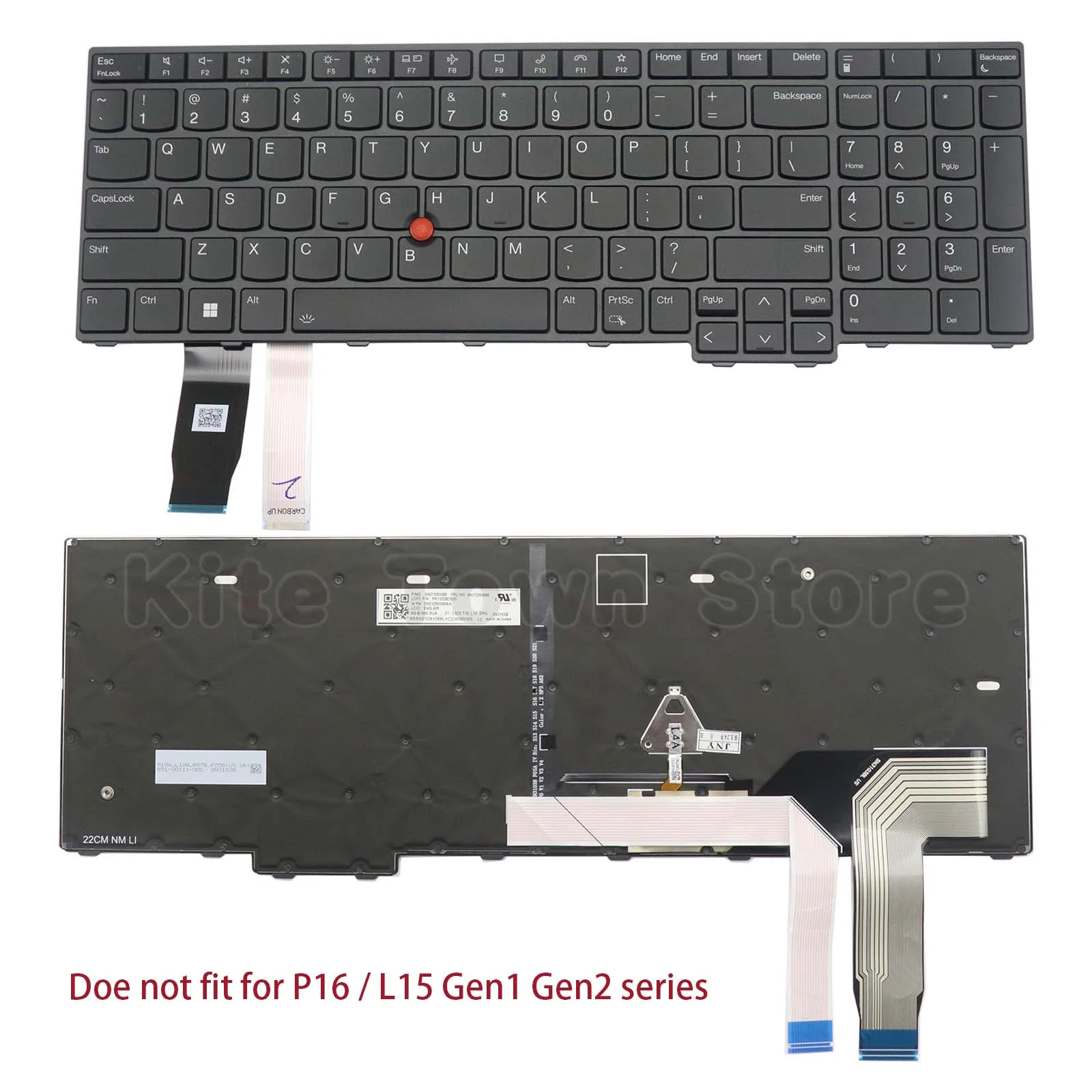 New US Layout Laptop Keyboard Backlit w/ Pointer for Lenovo Thinkpad L15 Gen3 Gen4 T16 Gen1 Gen2 P16s Gen1 Gen2 P16v Gen1