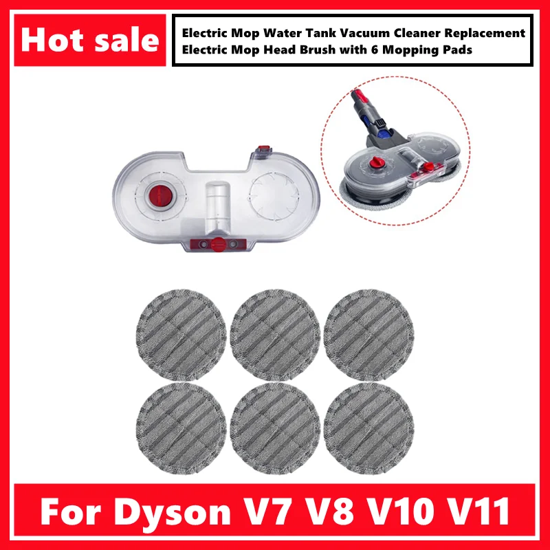 Electric Mop Water Tank for Dyson Vacuum Cleaner V7 V8 V10 V11 Replacement Electric Mop Head Brush with 6 Mopping Pads