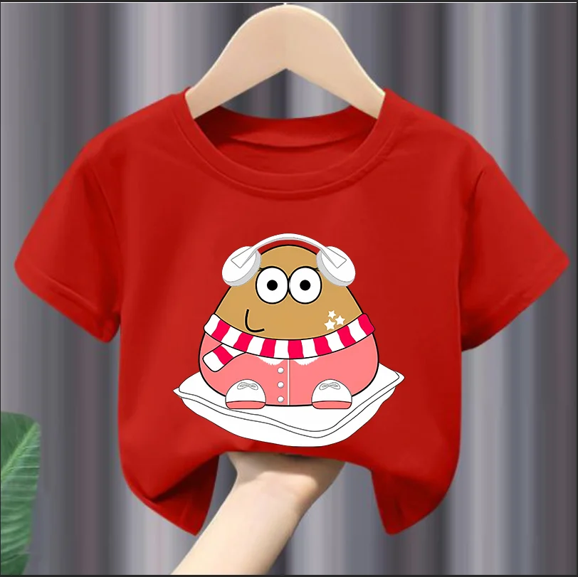 My Pet Alien Pou Kids T-shirts   Summer  Ound Neck T-shirt  Cartoon Summer Infant Tracksuits  Tees Boys Clothes  Tshirts