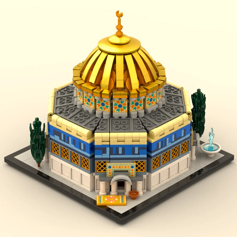 Modèle de vue de rue de la ville, briques de construction Moc, modèle de mosquée, technologie, blocs modulaires, cadeaux, jouets de Noël, ensembles de bricolage, assemblage