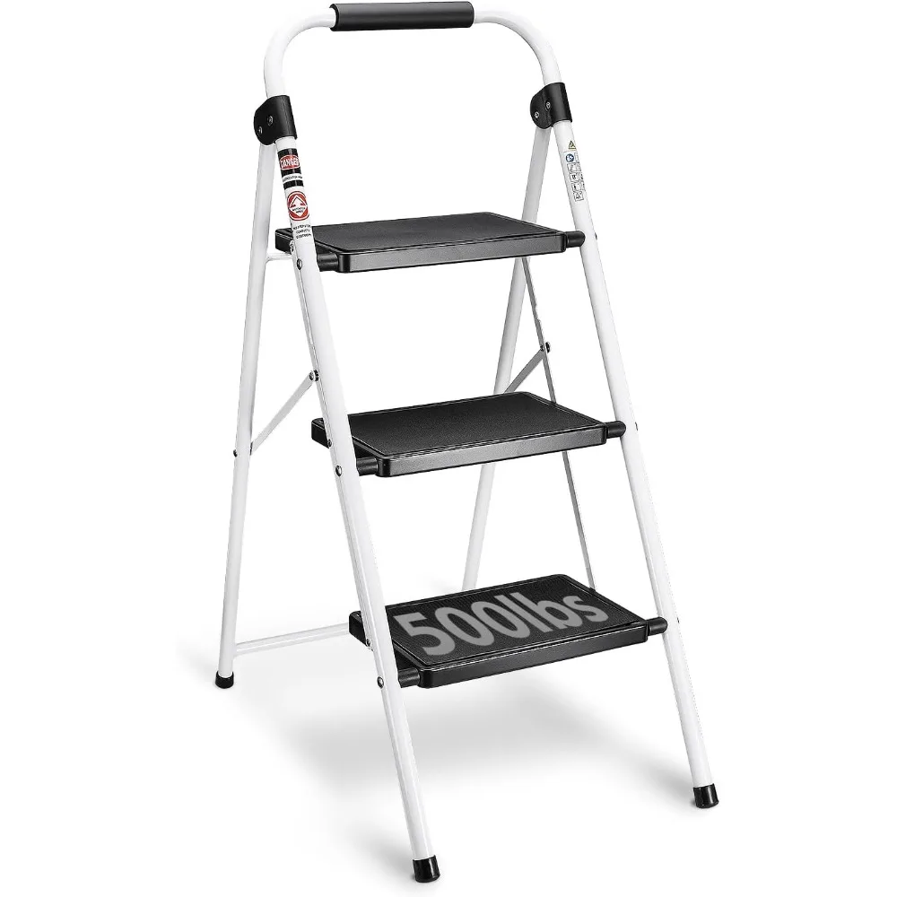 

3 Step Ladder,Folding Step Stool for Adults with Handle, Lightweight Stepstool Perfect for Kitchen Household