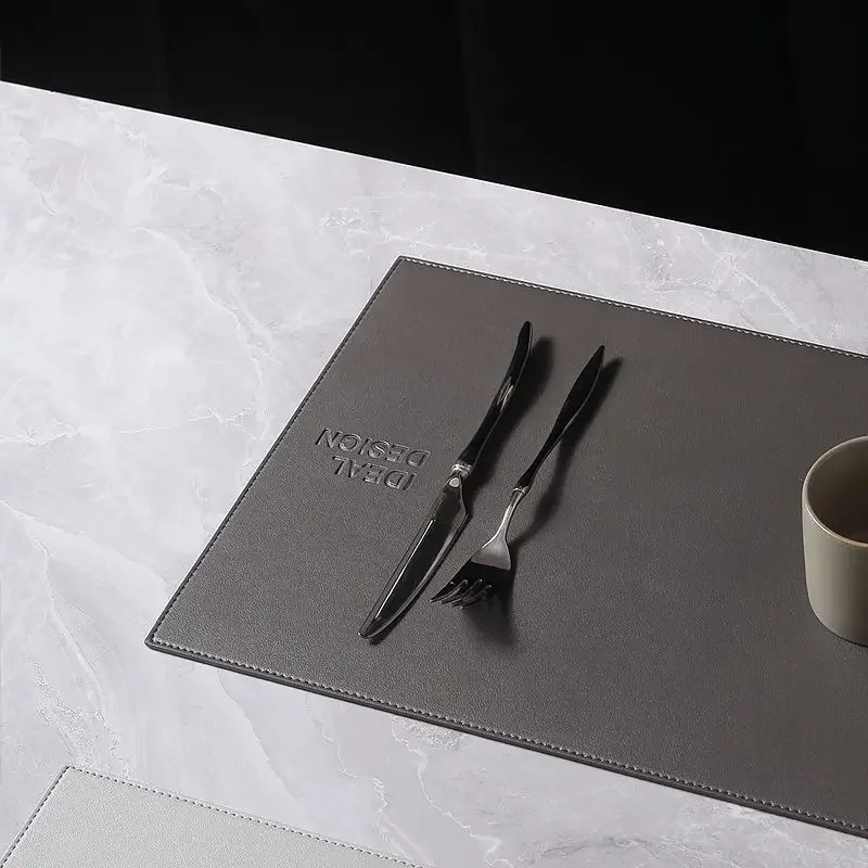 Light Luxury Solid Leather Placemat Thickened Leather Table Mat Waterproof Oilproof Heat-Insulated Plate Bowl Pad Home Decor