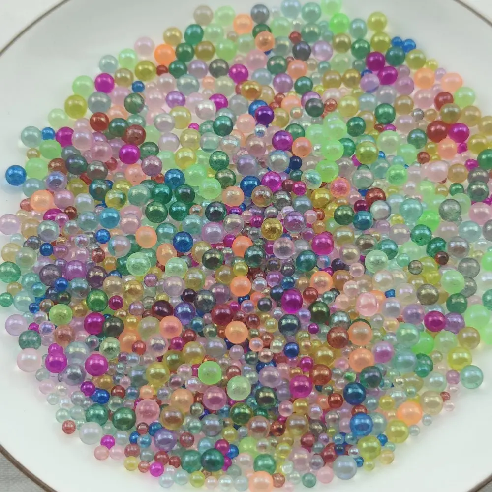 Mini Glass Beads for DIY Jewelry Making, 16 Colorful Mixed Water Bubble Beads, No Hole