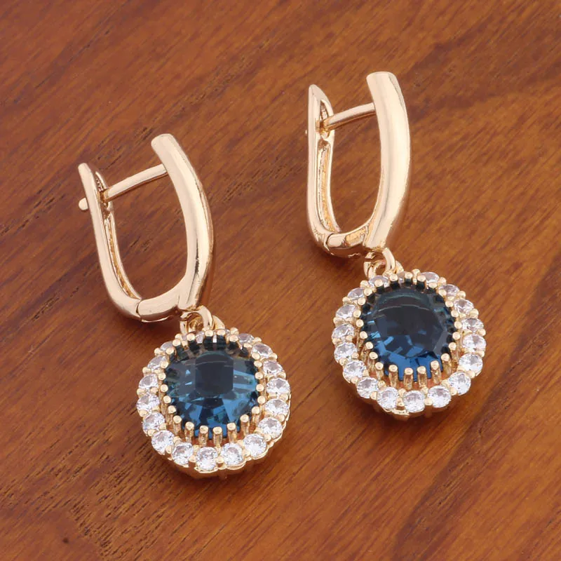 Trendy Gold Color Geometry Drop Earrings for Women Unusual Natural Zircon Accessories Daily Fashion Jewelry