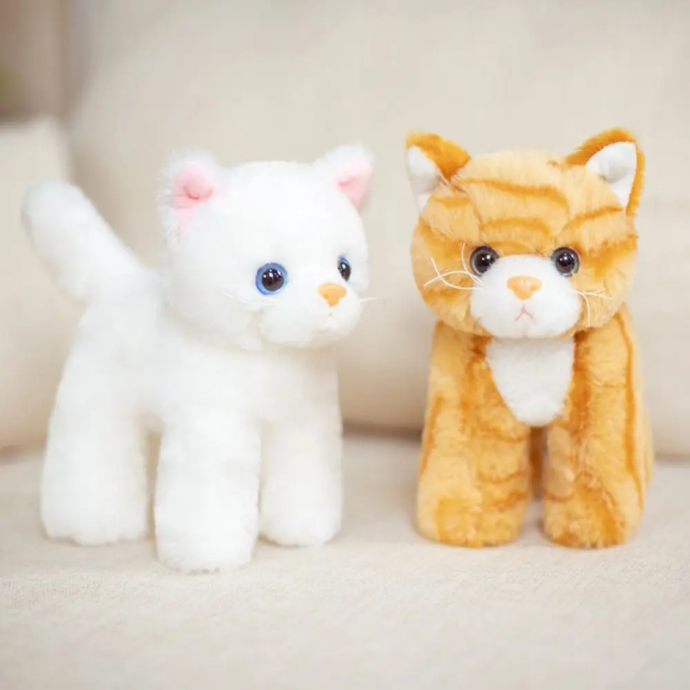 Fun Cute Kitten Makes You Happy Plush Toys 20cm Cat Plush Toys Lifelike Stuffed Animals Simulation Fluffy Doll Gift for Kid