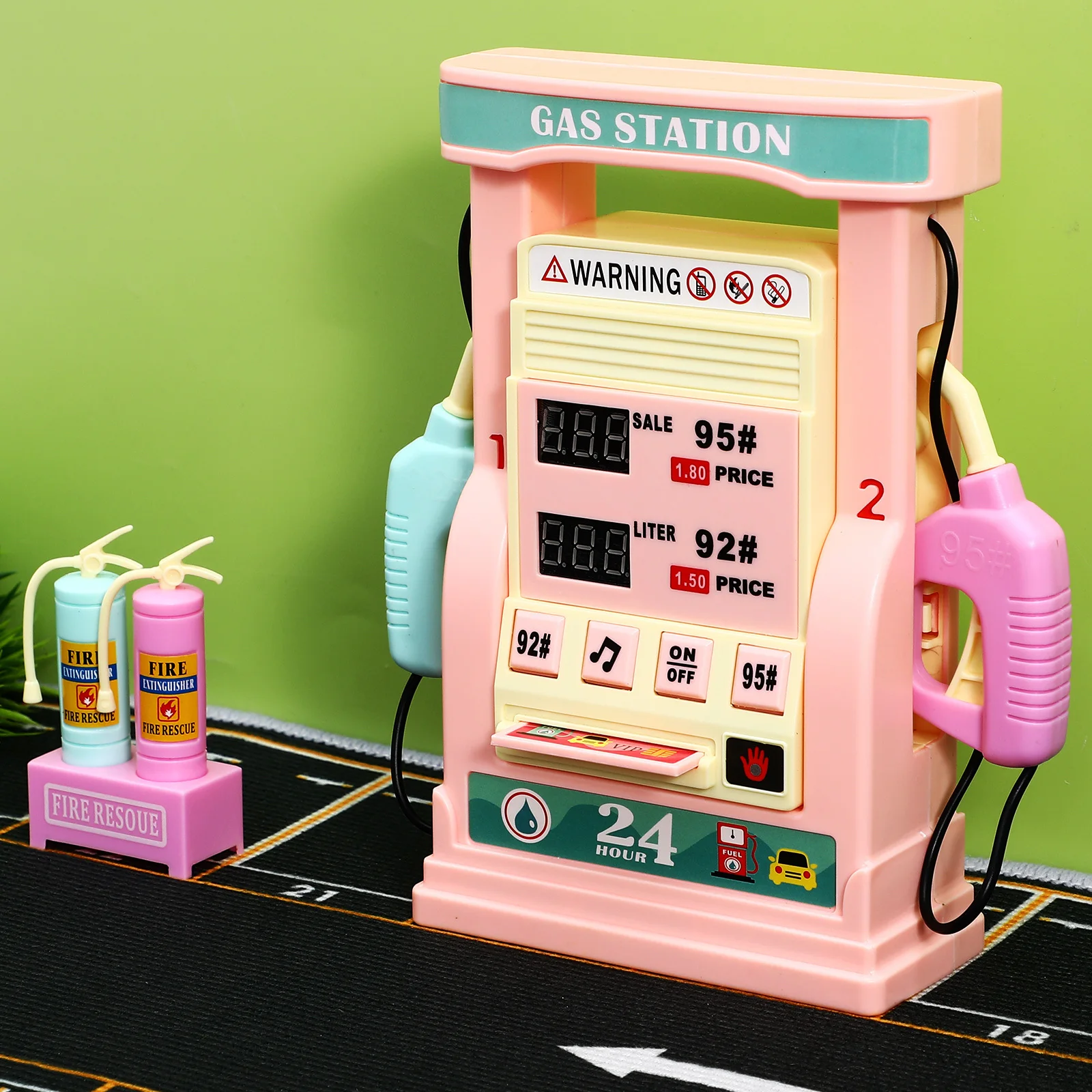 Simulatie tankstation voor kinderen Miniatuur speelhuis Set Interactieve brandstofpomp Educatieve autowasgereedschapset