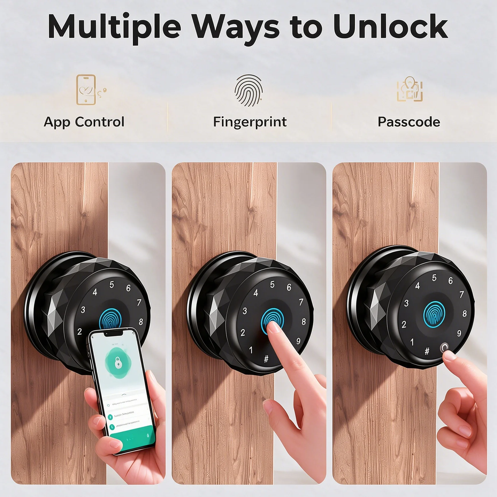 Smart Door Lock, Keyless Entry Fingerprint Deadbolt, APP Control, Keypad Passcode, Compatible with Tuya for Interior Door