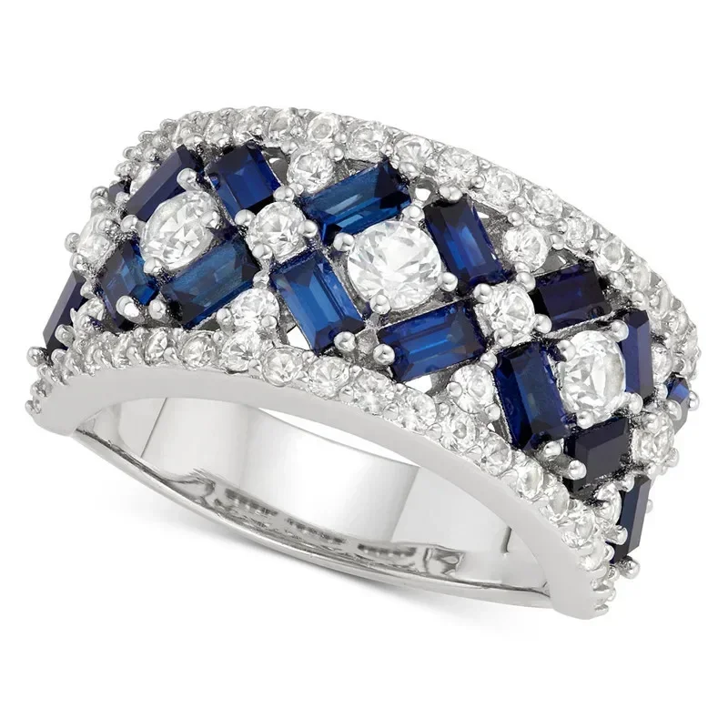 2026 New Luxury Royal Blue Zirconia Women\'s Party Attendance Ring Elegant Birthday Gift for Wife/Mother Fashion Jewelry