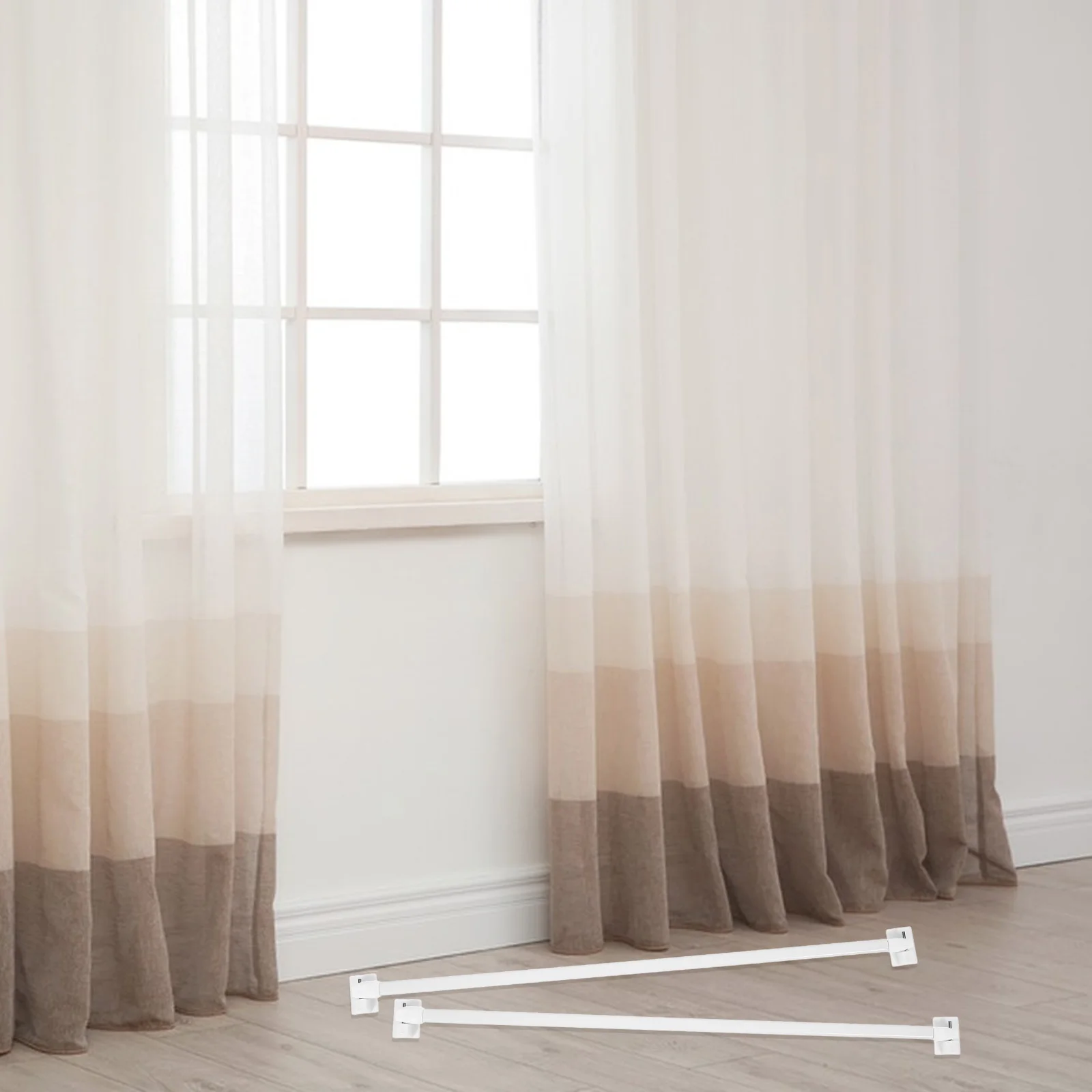 

1 Pair Adjustable Curtain Rod Extendable Tension Pole No Drill Installation For Door Window Bathroom Shower Closet Rods Metal