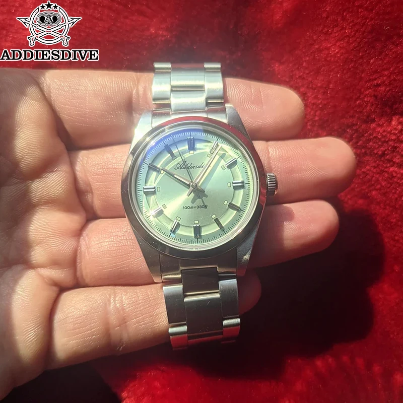 

ADDIESDIVE Dress Watch Men New VH31 Quartz Wristwatch Waterproof 100m Domed Glass Luminous Stainless Steel 36mm Watch AD2515
