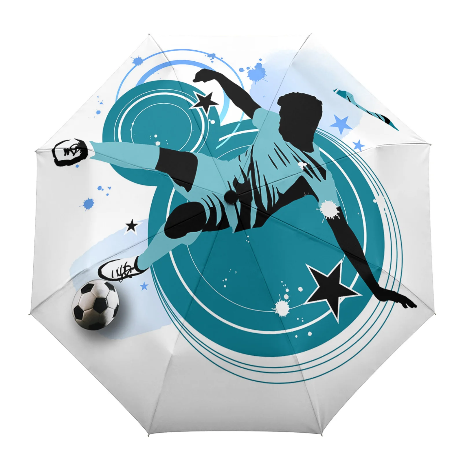 Football Player Silhouette Automatic Umbrella Travel Folding Umbrella Portable Parasol Windproof Umbrellas