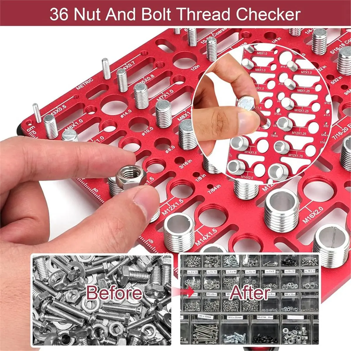 ABLG & Thread Inspector with 55 Nut and Bold Thread Gauge Metric & Standard Drill Bit Gauges Wall-Mountable