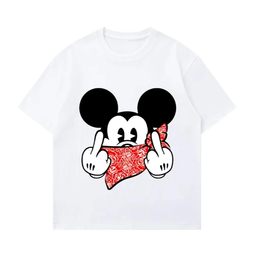 

2025 Autumn New Disney Mickey Cartoon Printed Men's and Women's Parent-Child Clothing Comfort Crew Neck Short Sleeve T-Shirt Top