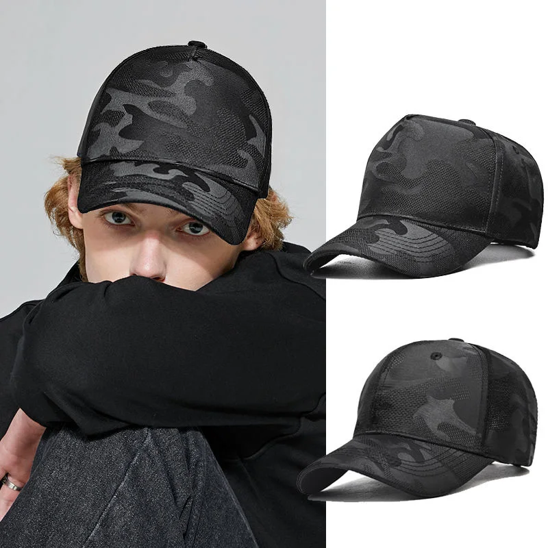 Breathable Non-Stuffy Autumn Sun Protection Tall Crown Peaked Cap Men\'s Wide Brim Face-Looking Small Baseball Cap Big Head