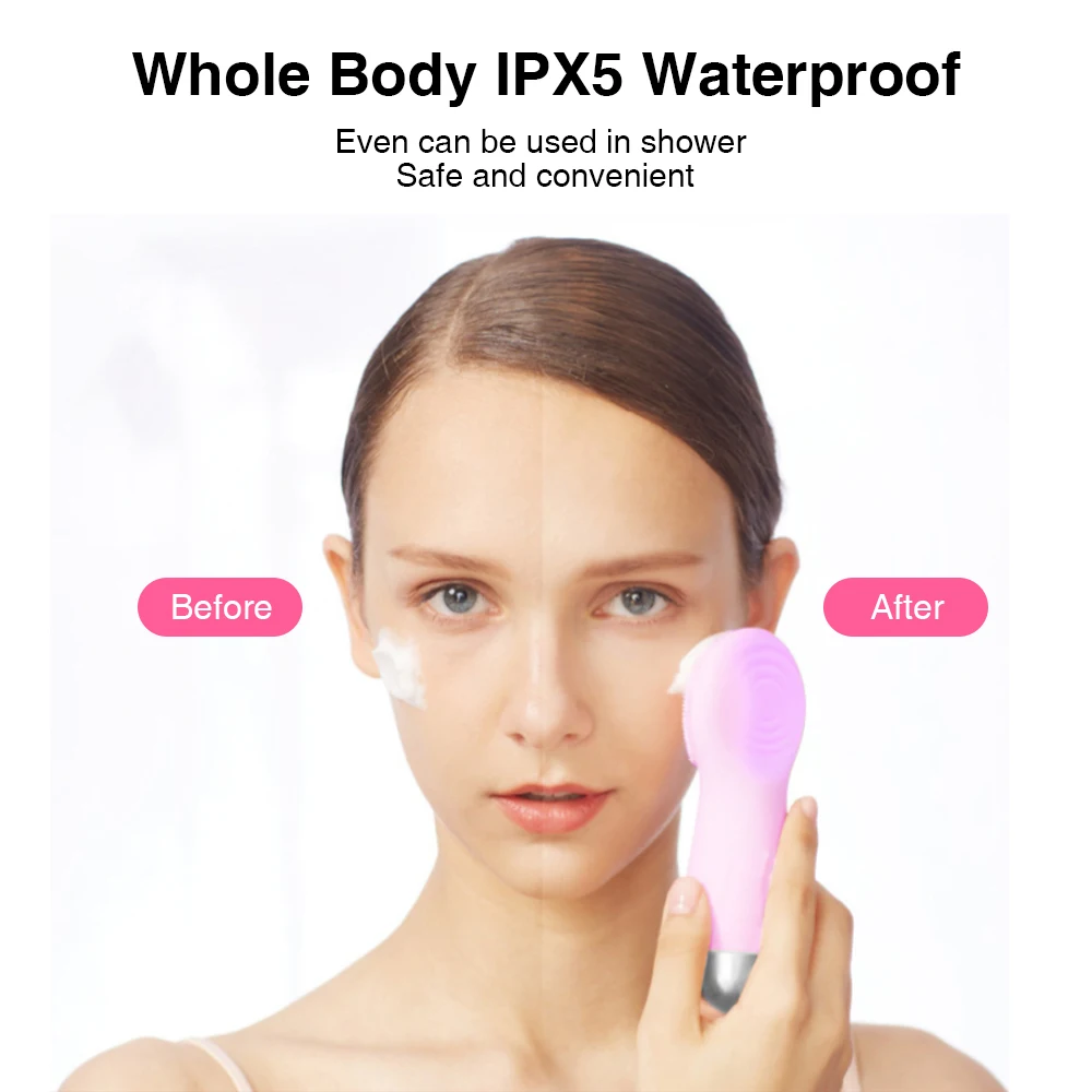 Dropshipping facial cleansing device Silicone Electric Sonic Facial Cleanser Ultrasonic Vibration facial cleansing brushes