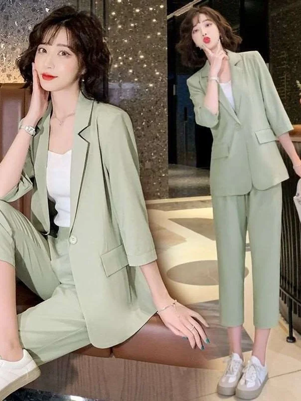

Faionable Summer Suit Outer for Women Chic Tee-Piece Set Sli Temperament Fo Workwear Student orm Winter Collection