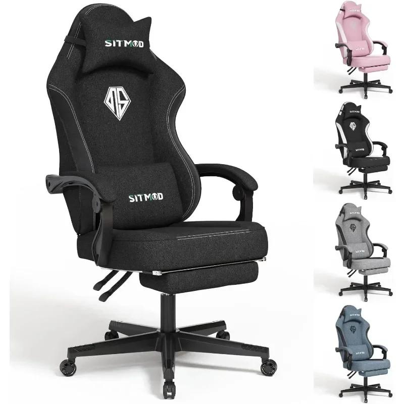 

Footrest-PC Computer Ergonomic Video Game Chair-Backrest and Seat Height Adjustable Swivel Task Chair with Headrest