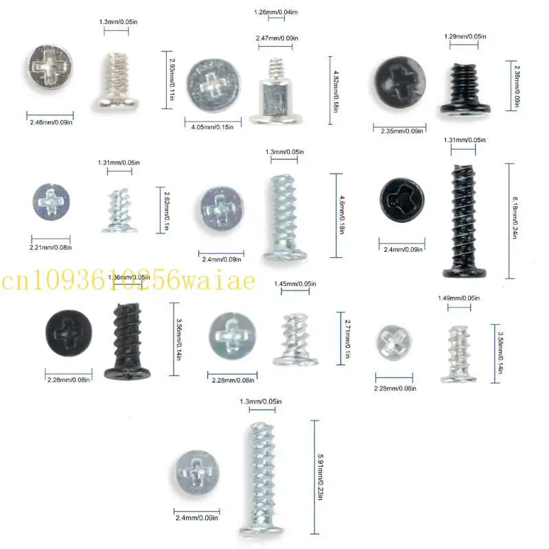 652F 58Pcs Full Screws Set for NS Lite Game Console Repair Replacement Head Screw