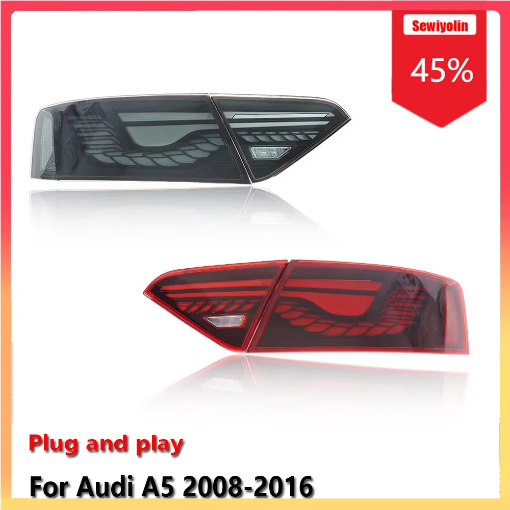 

Автомобильные лампы, задние фонари в сборе для Audi A5 2008-2016, авто противотуманные DRL, стоп-сигнал, указатель поворота, Plug and Play