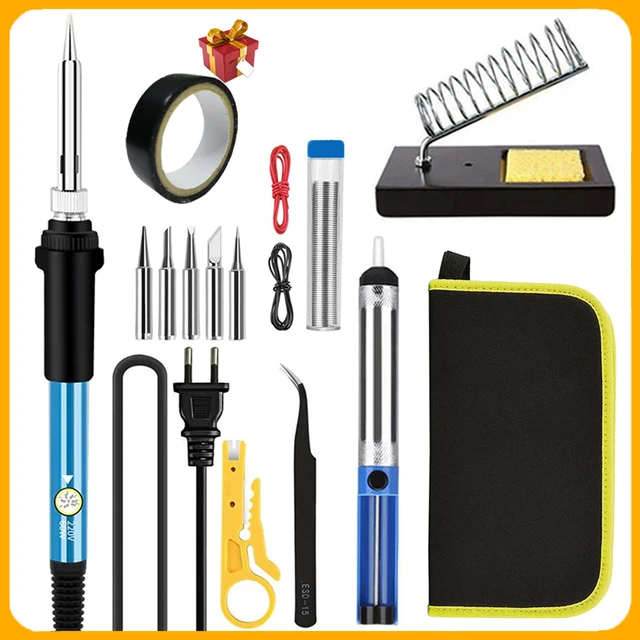 NOWOŚĆ Zestaw lutownicy Digutal Multimeter Narzędzie spawalnicze 20IN1 Zestaw lutowniczy z cyfrowym wyświetlaczem LCD 60W Lutownica z 5 dodatkowymi końcówkami
