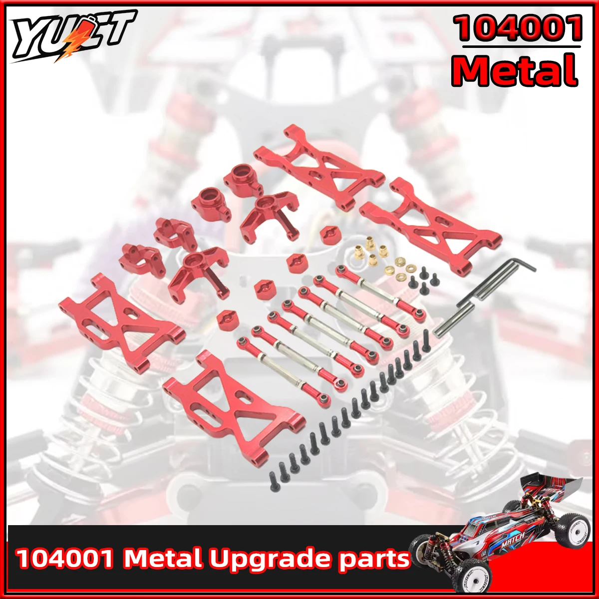 

WLtoys 104001 RC Car Spare Parts Upgrade Metal Kit C-seat Rear Wheel Cup Front Steering Cup Pull Rod Swing Arm