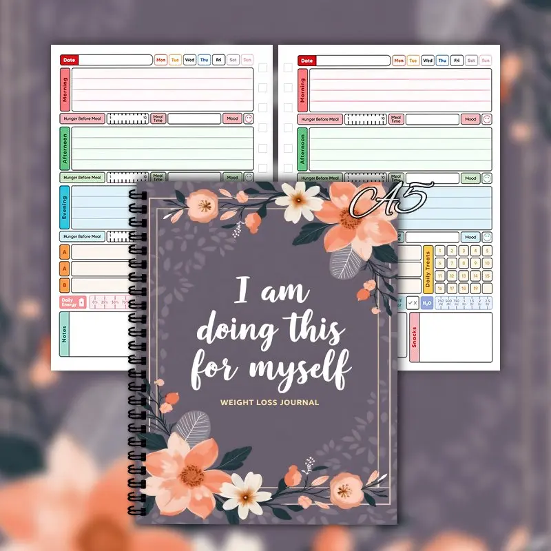 A5 Weight loss diary, daily activity tracker, Exercise diary, diet tracking, and goal setting exercise plan for family use. view 3
